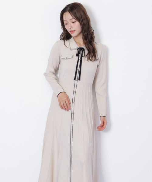 ◇ステッチカラーニットワンピース（ワンピース）｜JILL by JILL