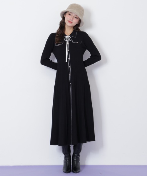 JILL by JILL STUART(ジルバイジルスチュアート)の「◇ステッチカラーニットワンピース(ワンピース・レディース・ホワイト/ブラック/ブルー・FREE)」の10枚目の写真