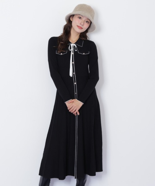 JILL by JILL STUART(ジルバイジルスチュアート)の「◇ステッチカラーニットワンピース(ワンピース・レディース・ホワイト/ブラック/ブルー・FREE)」の8枚目の写真