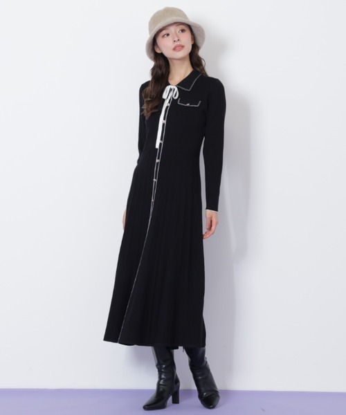 JILL by JILL STUART(ジルバイジルスチュアート)の「◇ステッチカラーニットワンピース(ワンピース・レディース・ホワイト/ブラック/ブルー・FREE)」の12枚目の写真