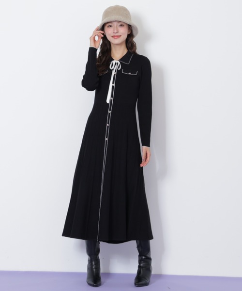 ◇ステッチカラーニットワンピース（ワンピース）｜JILL by JILL