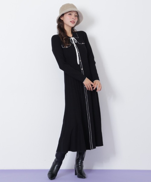 JILL by JILL STUART(ジルバイジルスチュアート)の「◇ステッチカラーニットワンピース(ワンピース・レディース・ホワイト/ブラック/ブルー・FREE)」の13枚目の写真