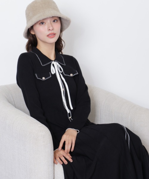JILL by JILL STUART(ジルバイジルスチュアート)の「◇ステッチカラーニットワンピース(ワンピース・レディース・ホワイト/ブラック/ブルー・FREE)」の7枚目の写真
