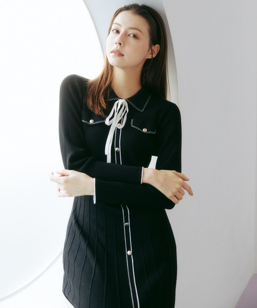 ◇ステッチカラーニットワンピース（ワンピース）｜JILL by JILL