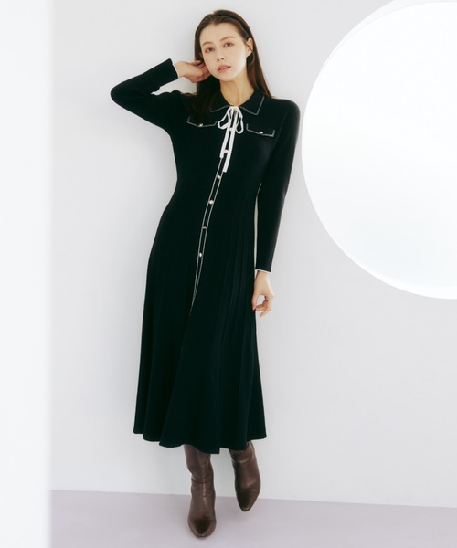 ◇ステッチカラーニットワンピース（ワンピース）｜JILL by JILL