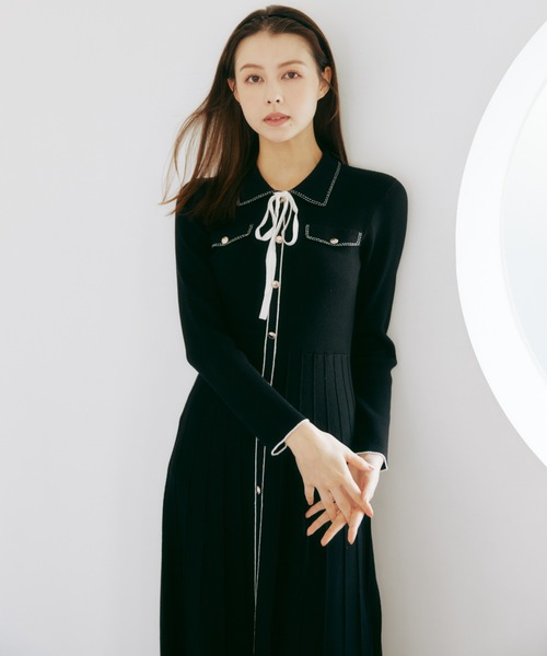 【新品・未着用】ジルバイジルスチュアート ステッチカラーニットワンピース ジルバイジルスチュアート JILL by JILLSTUART ステッチカラーニット