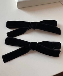 ampm（エーエムピーエム）の「ベロアリボン ヘアクリップ/2点セット（ヘアピン）」