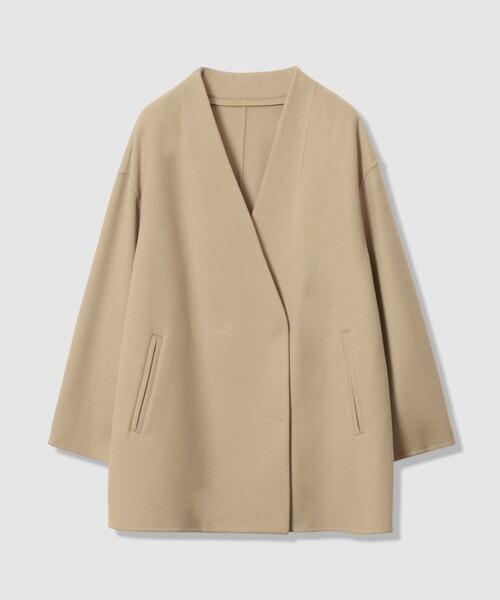 allureville（アルアバイル）の「カシミヤ混リバーミドルラップコート（ノーカラーコート・レディース・ベージュ/イエロー/チャコールグレー/ライトブルー・1/2）」の7枚目の写真