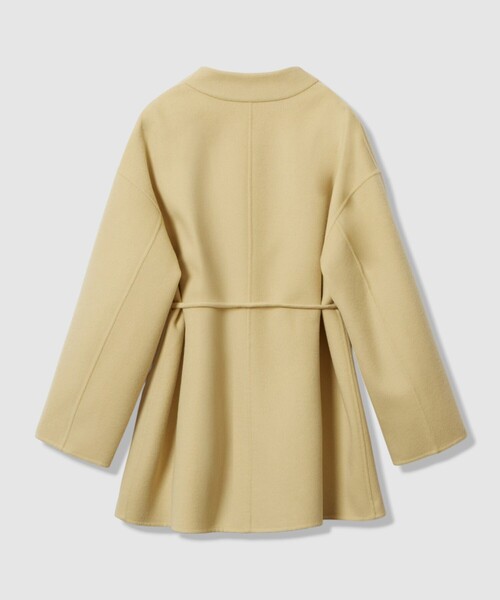 セール】カシミヤ混リバーミドルラップコート（ノーカラーコート