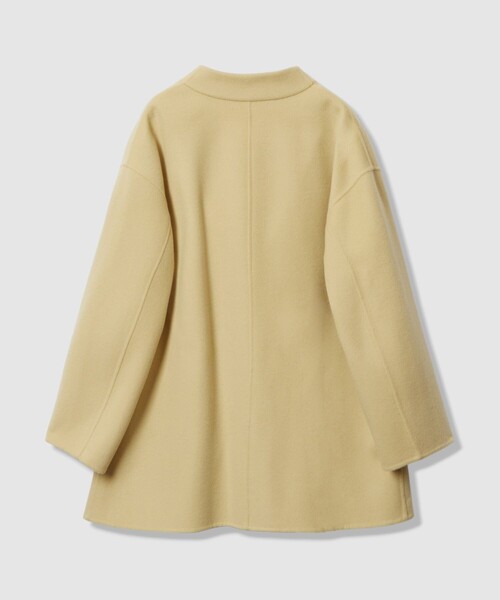 セール】カシミヤ混リバーミドルラップコート（ノーカラーコート