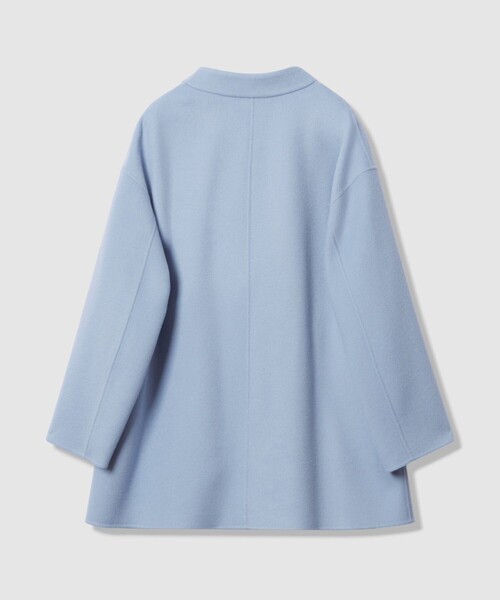 セール】カシミヤ混リバーミドルラップコート（ノーカラーコート