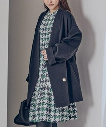 ♡極美品　アルアバイル　グログラン　ノーカラー　タック　コート　リボンベルト人気 ♡極美品 アルアバイル グログラン ノーカラー タック コート リボン