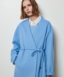 allureville｜アルアバイルのノーカラーコート（ブルー・ネイビー/青色