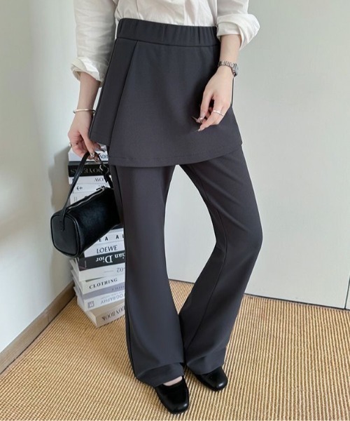 セール】【ドッキング商品】ラップスカート ストレッチフレアパンツ