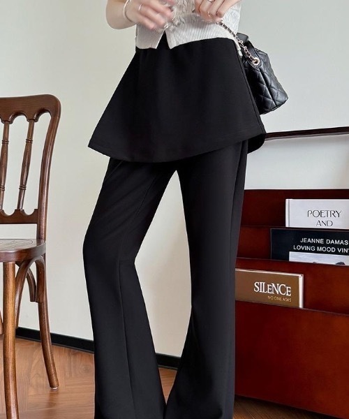 SHEPP(シープ)の「【ドッキング商品】ラップスカート ストレッチフレアパンツ / フェイクレイヤード(その他パンツ・レディース・グレー/ブラック・M/L)」の12枚目の写真