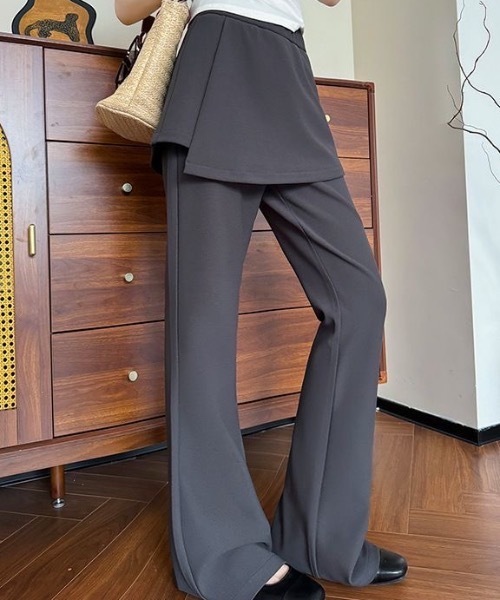 SHEPP(シープ)の「【ドッキング商品】ラップスカート ストレッチフレアパンツ / フェイクレイヤード(その他パンツ・レディース・グレー/ブラック・M/L)」の7枚目の写真