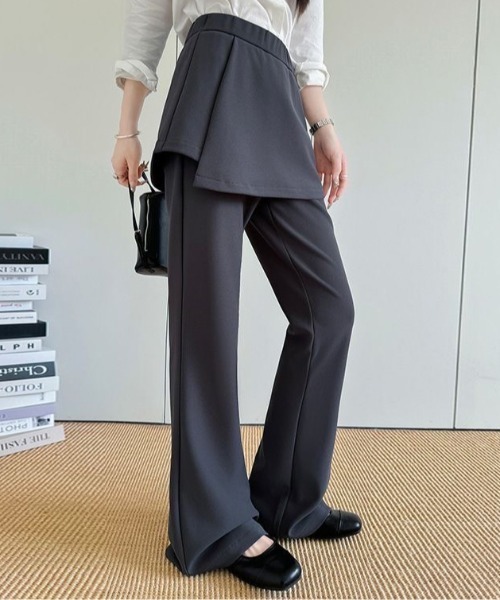 SHEPP(シープ)の「【ドッキング商品】ラップスカート ストレッチフレアパンツ / フェイクレイヤード(その他パンツ・レディース・グレー/ブラック・M/L)」の14枚目の写真