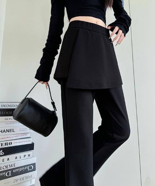 SHEPP(シープ)の「【ドッキング商品】ラップスカート ストレッチフレアパンツ / フェイクレイヤード(その他パンツ・レディース・グレー/ブラック・M/L)」の13枚目の写真