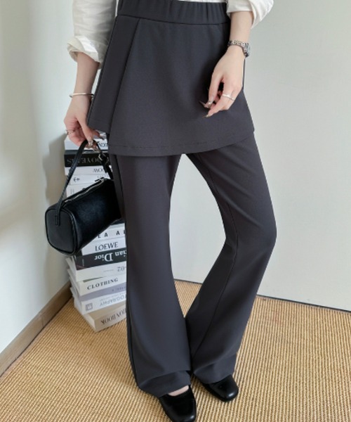 SHEPP(シープ)の「【ドッキング商品】ラップスカート ストレッチフレアパンツ / フェイクレイヤード(その他パンツ・レディース・グレー/ブラック・M/L)」の15枚目の写真