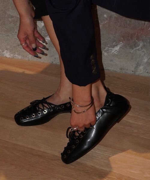 セール】GANNI / ガニー Eyelets Lace Up Ballerina Crinkle（バレエ