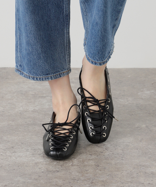 セール】GANNI / ガニー Eyelets Lace Up Ballerina Crinkle（バレエ