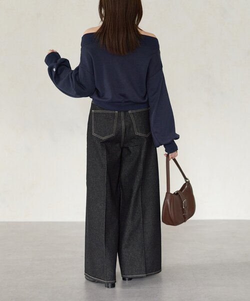 Thevon（ゼボン）の「【Yuna企画】ハイウエストタックワイドデニムパンツ（その他パンツ・レディース・ブラック/ブルー・S/M/PM）」の12枚目の写真