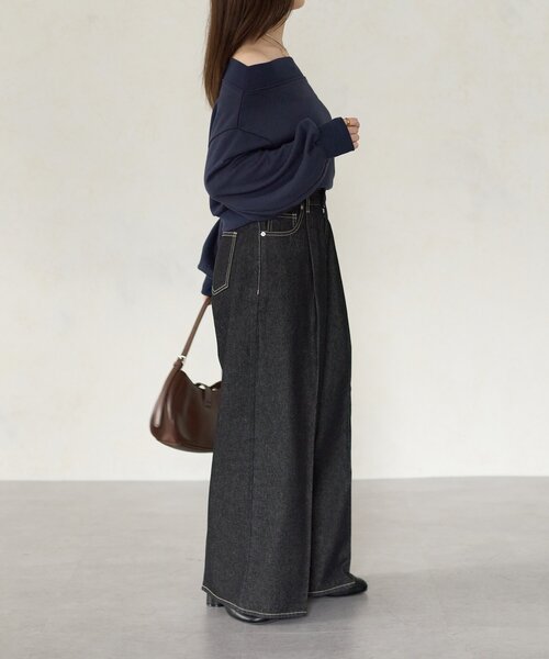 Thevon（ゼボン）の「【Yuna企画】ハイウエストタックワイドデニムパンツ（その他パンツ・レディース・ブラック/ブルー・S/M/PM）」の13枚目の写真