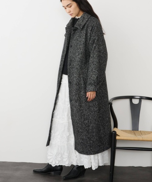 Libra Cue（リブラ キュー）の「ヘリンボーンステンカラーコート（ステンカラーコート・レディース・ブラウン/ブラック・FREE）」の3枚目の写真