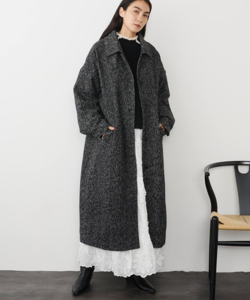 Libra Cue（リブラ キュー）の「ヘリンボーンステンカラーコート（ステンカラーコート・レディース・ブラウン/ブラック・FREE）」の4枚目の写真
