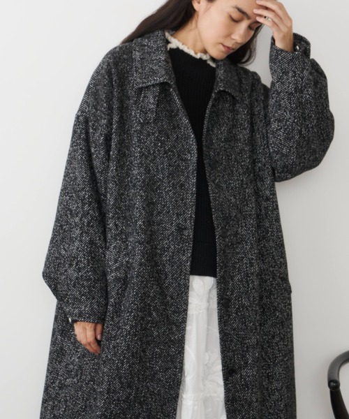 Libra Cue（リブラ キュー）の「ヘリンボーンステンカラーコート（ステンカラーコート・レディース・ブラウン/ブラック・FREE）」の5枚目の写真