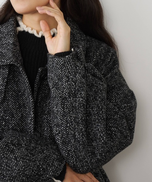 Libra Cue（リブラ キュー）の「ヘリンボーンステンカラーコート（ステンカラーコート・レディース・ブラウン/ブラック・FREE）」の6枚目の写真