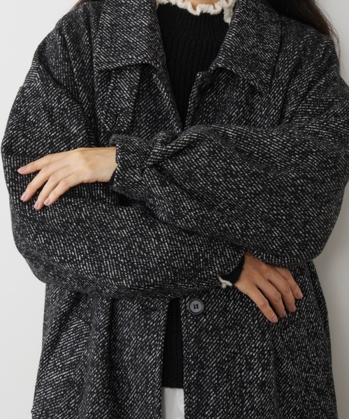 Libra Cue（リブラ キュー）の「ヘリンボーンステンカラーコート（ステンカラーコート・レディース・ブラウン/ブラック・FREE）」の7枚目の写真