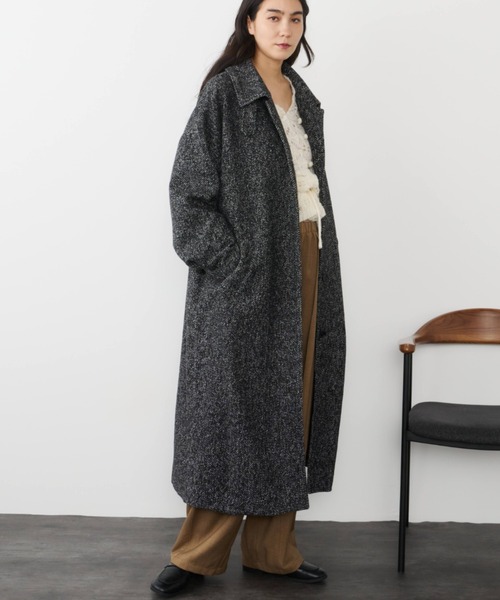 Libra Cue（リブラ キュー）の「ヘリンボーンステンカラーコート（ステンカラーコート・レディース・ブラウン/ブラック・FREE）」の13枚目の写真