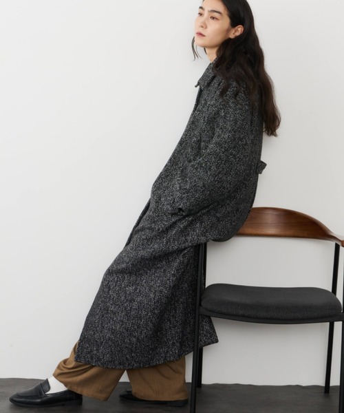 Libra Cue（リブラ キュー）の「ヘリンボーンステンカラーコート（ステンカラーコート・レディース・ブラウン/ブラック・FREE）」の18枚目の写真