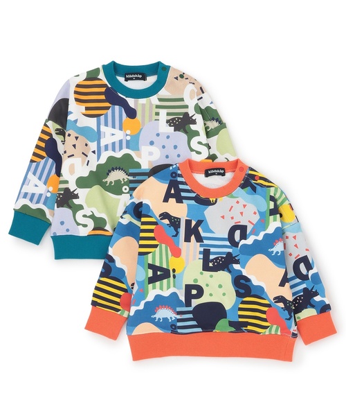 kladskap(クレードスコープ)の「恐竜×ロゴ総柄トレーナー(スウェット・キッズ・カラフル/カーキ・100cm/90cm/110cm/120cm/130cm)」の8枚目の写真