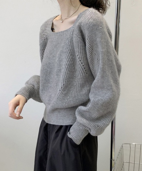 Miniministore（ミニミニストア）の「ニットトップス レディース 無地（ニット/セーター・レディース・グレー/モカ/ブラック/オフホワイト・FREE）」の16枚目の写真