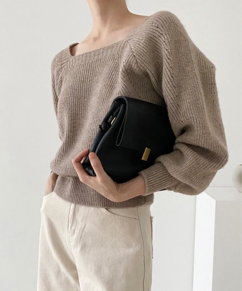 Miniministore（ミニミニストア）の「ニットトップス レディース 無地（ニット/セーター・レディース・グレー/モカ/ブラック/オフホワイト・FREE）」の21枚目の写真