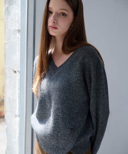 GENERAL IDEA（ジェネラルアイデア）の「v-neck slit hachi knit pullover スリットＶネックニットプルオーバー（ニット/セーター・レディース・カーキ/アイボリー/チャコール・L/M/S）」の19枚目の写真