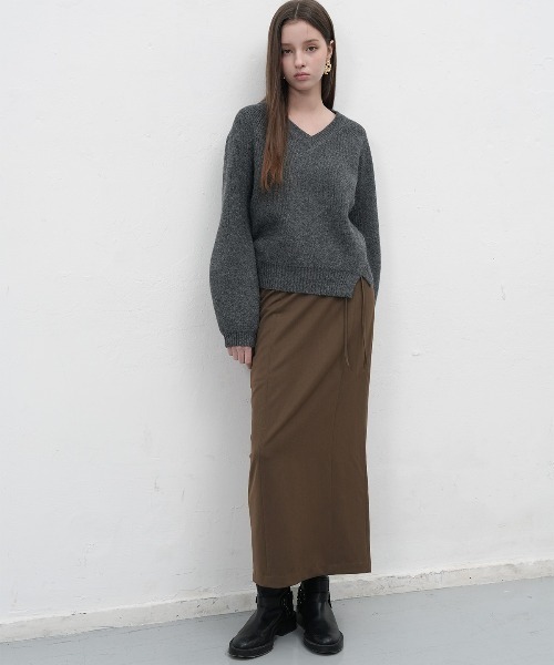 GENERAL IDEA（ジェネラルアイデア）の「v-neck slit hachi knit pullover スリットＶネックニットプルオーバー（ニット/セーター・レディース・カーキ/アイボリー/チャコール・L/M/S）」の16枚目の写真
