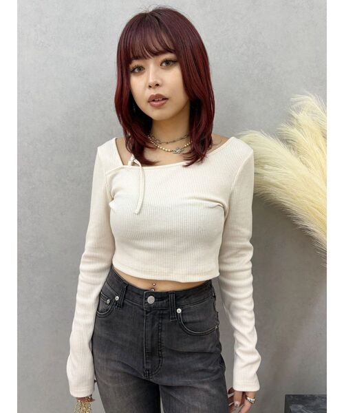 EVRIS(エヴリス)の「ストラップリブカットトップス(Tシャツ/カットソー・レディース・ホワイト/ブラウン/ブラック・FREE)」の22枚目の写真
