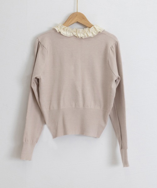 Miniministore(ミニミニストア)の「ボウタイニットトップス フリル襟 ニット(ニット/セーター・レディース・ブラック/ダークベージュ/ベージュ/ワインレッド・FREE)」の13枚目の写真
