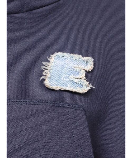 EVRIS（エヴリス）の「デニムワンポイントバルーンショートフーディ【セットアップ着用可能】（パーカー・レディース・ネイビー/グレー/ブラック・FREE）」の16枚目の写真