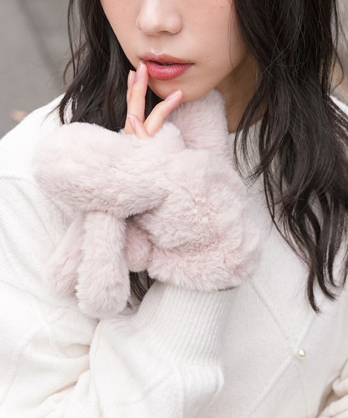 Honeys（ハニーズ）の「【ハニぽか・抗菌防臭・吸湿発熱】フード付アニマル型手袋（手袋・レディース・ピンク系1/ホワイト系その他/ブラウン系その他・FREE）」の15枚目の写真