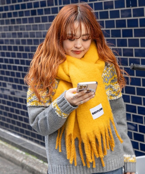 BAYFLOW（ベイフロー）の「［ユニセックス］COLORFUL HUGマフラー（マフラー・メンズ・ブルー/グレー/ブラウン/ピンク/グリーン/イエロー・FREE）」の5枚目の写真