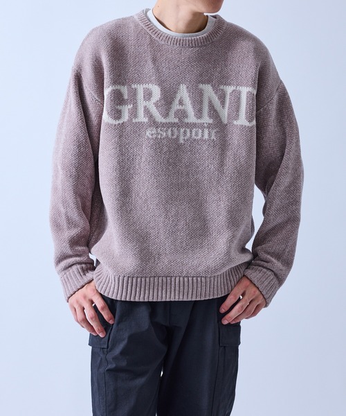 ADAM ET ROPE'(アダムエロペ)の「モールビッグロゴニット(ニット/セーター・メンズ・グレー/ネイビー/オレンジ・LL/M/L)」の1枚目の写真