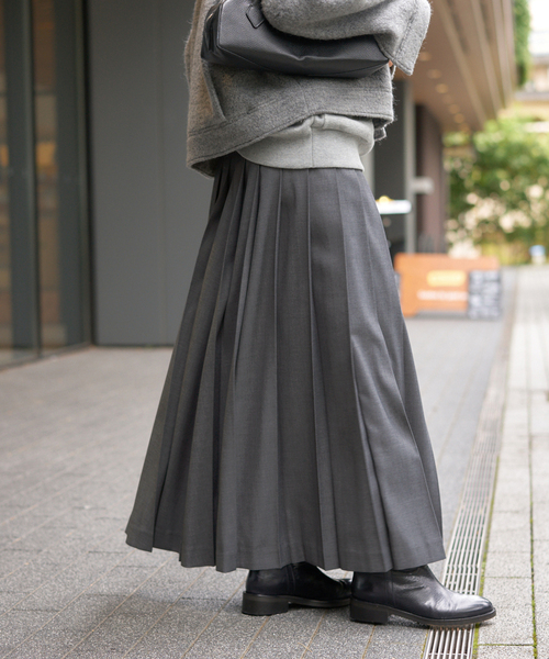 JOURNAL STANDARD（ジャーナルスタンダード）の「プリーツロングスカート（スカート・レディース・グレー/ベージュ系その他・36/38）」の3枚目の写真
