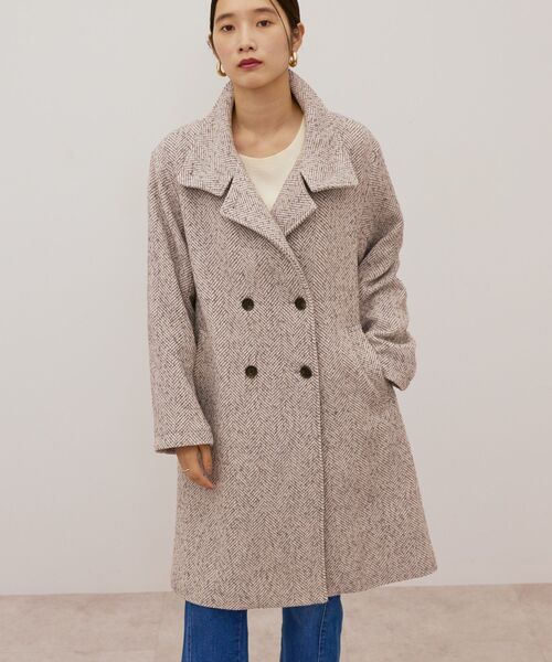 セール】ヘリンボーンスタンドカラーコート（その他アウター