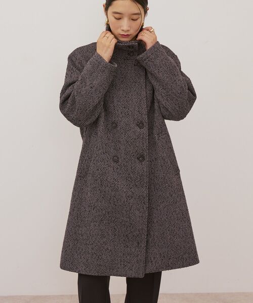 美品✴︎UNITED ARROWS ヘリンボーン スタンド コート 38 SHIRASUの