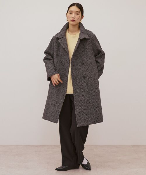 セール】ヘリンボーンスタンドカラーコート（その他アウター