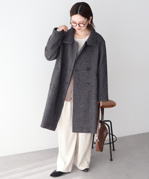 セール】ヘリンボーンスタンドカラーコート（その他アウター